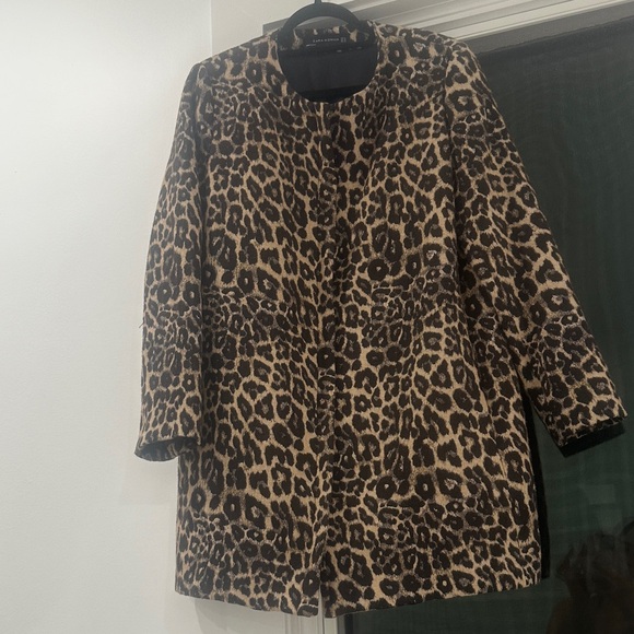 Zara Brown Leopard Print Teddy Jacket - Picture 1 of 8